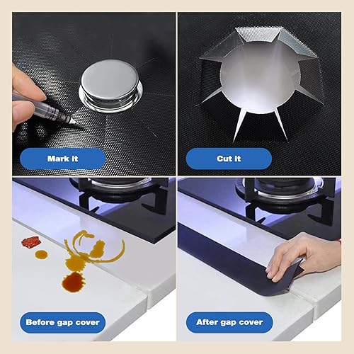 Miniatura 6 de Funda para estufa de gas, fundas para quemadores superiores (paquete de 5) protectores para estufa de gas Samsung, alfombrillas para estufa