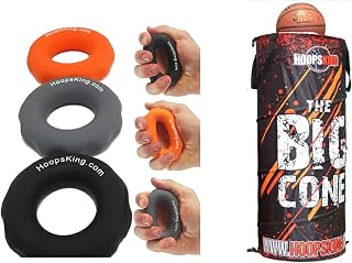 Rip N Grip Hand Strengtheners & Big Cone Sports Training Cone Bundle for Basketball, Soccer, Football, & Lacrosse – Boost Grip Strength, Ball Control, Passing Speed, and Defenders Practice