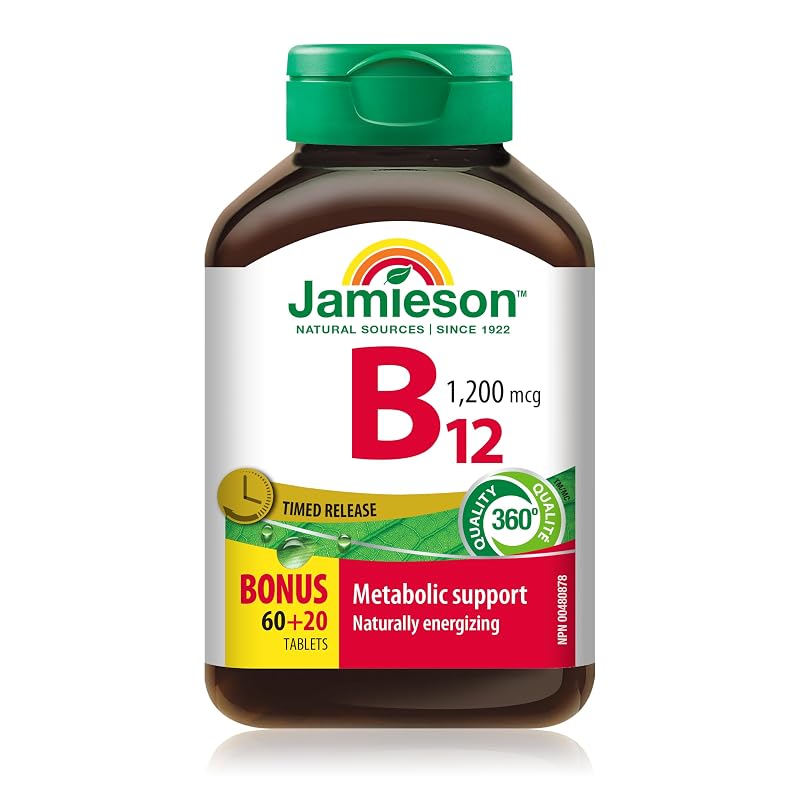 Jamieson Vitamina B12 (metilcobalamina) 1.200 mcg, liberação prolongada, 80 comprimidos