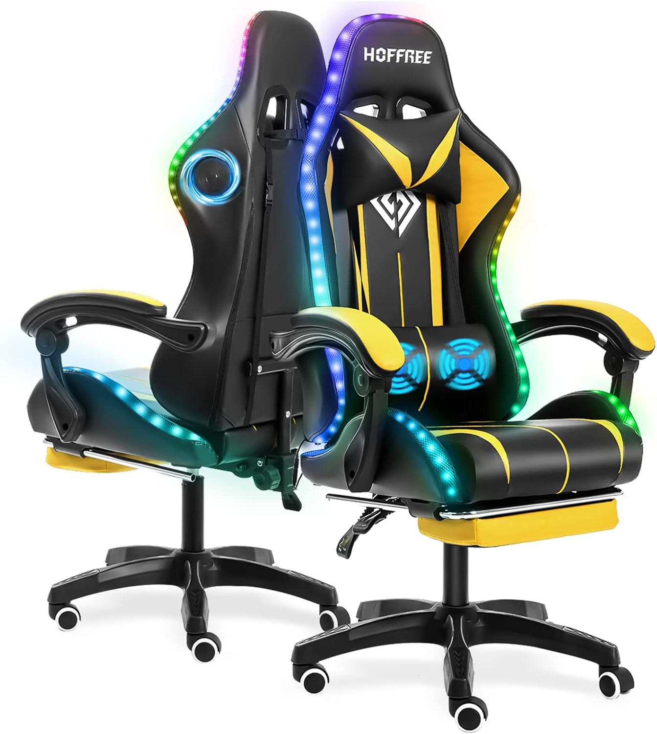 Gaming Chair with Bluetooth Audio system and LED RGB Lights Ergonomic Mass…