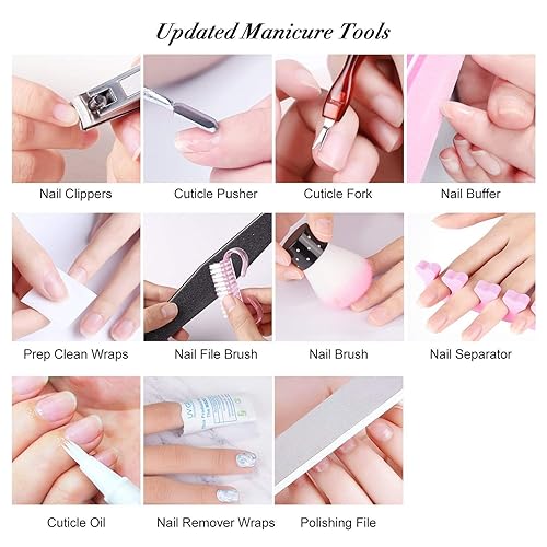 Miniatura 8 de Vishine Kit de iniciación de esmalte de uñas de gel con lámpara LED UV de 48 W, secado rápido, herramientas de manicura, 6 colores bonitos, base y