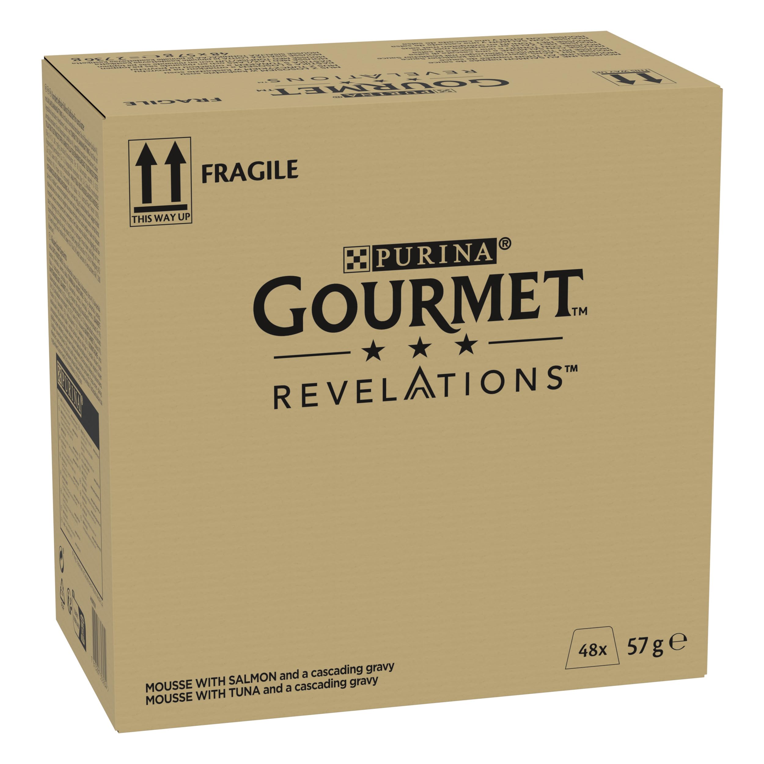 GOURMET Revelations Cibo Umido per Gatti Adulti Mousse con Salmone e Tonno 48 Confezioni da 57g