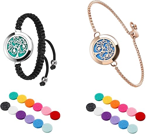 ttstar Pulsera difusora de aceites esenciales de aromaterapia con 48 almohadillas de recambio, juego de regalo