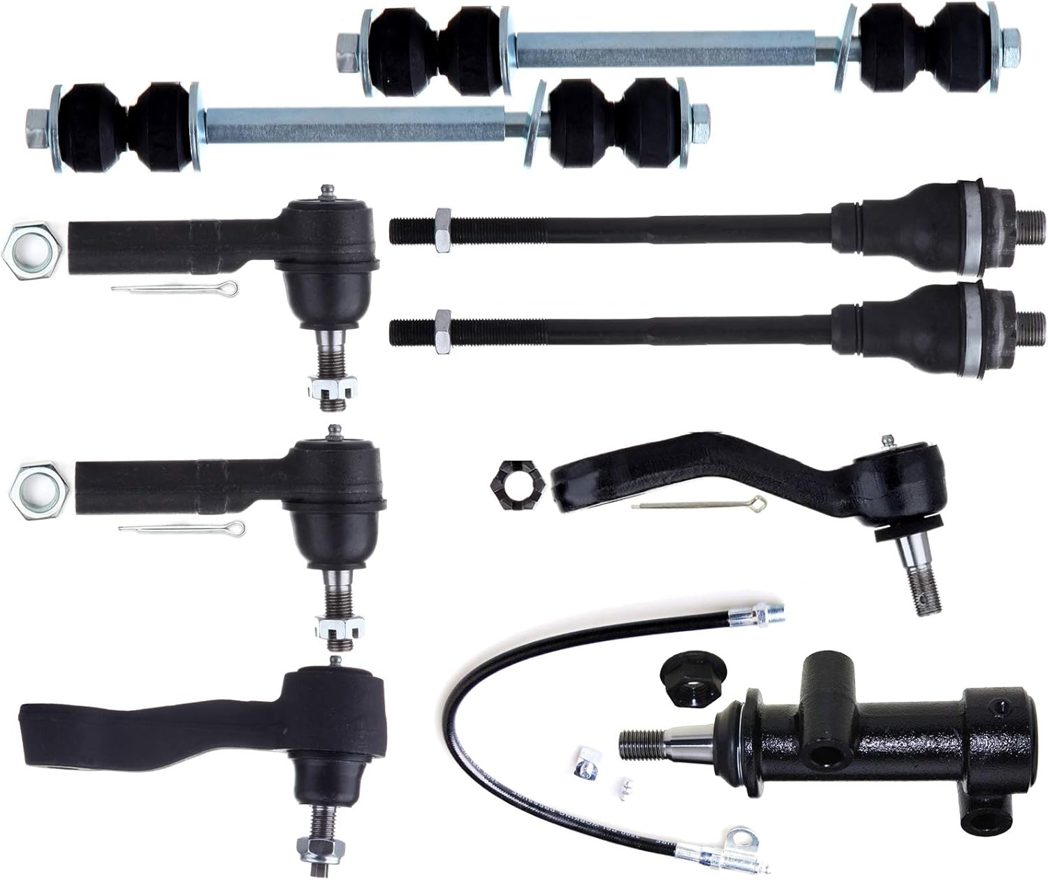 OCPTY-New 8-Pcs fit for Chevy Silverado 2500 HD 4WD 3500 Suburban 2500 for GMC Sierra 2500 4WD HD 3500 Classic Yukon XL for Hummer H2-2 Stabilizer Bar 2 Outer 2 Inner Tie Rod End 3 Idler Pitman Arm