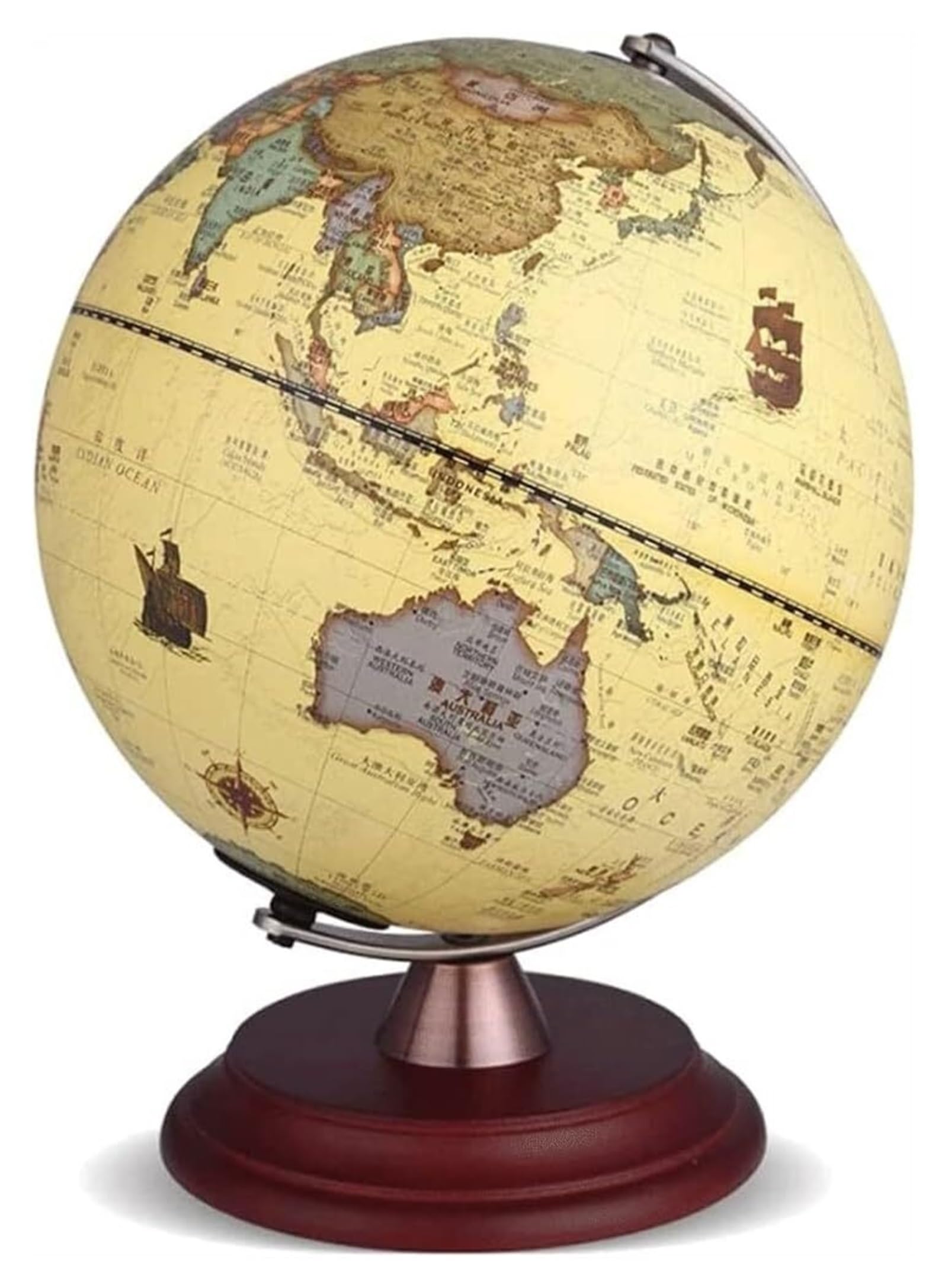 Globusy geograficzne najnowszy retro świat globus LED rustykalny dekoracyjny pulpit globus obrotowy ziemia geograficzny globus drewniana podstawa globus 25 cm studio