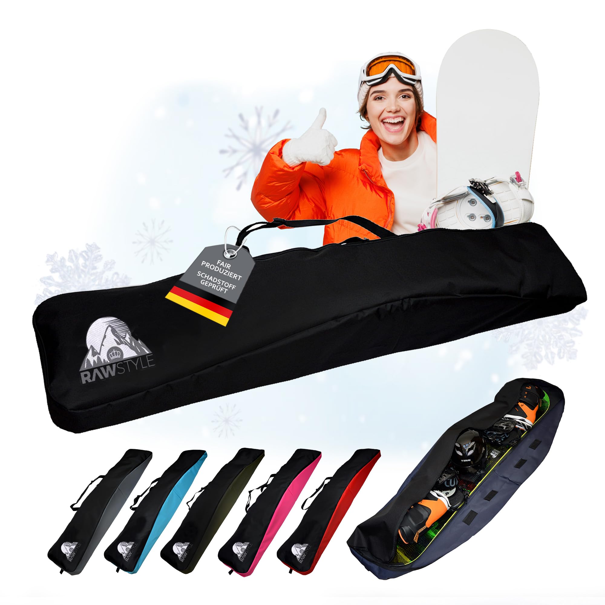 BambiniWelt by Rafael K. Snowboardrucksack - Universalgröße 170cmx 40cmx14cm - Snowboardtasche mit Zwei-Wege-Reißverschluss - wasserdichte Snowboardaufbewahrungtasche mit Tragegriff - Bordeaux