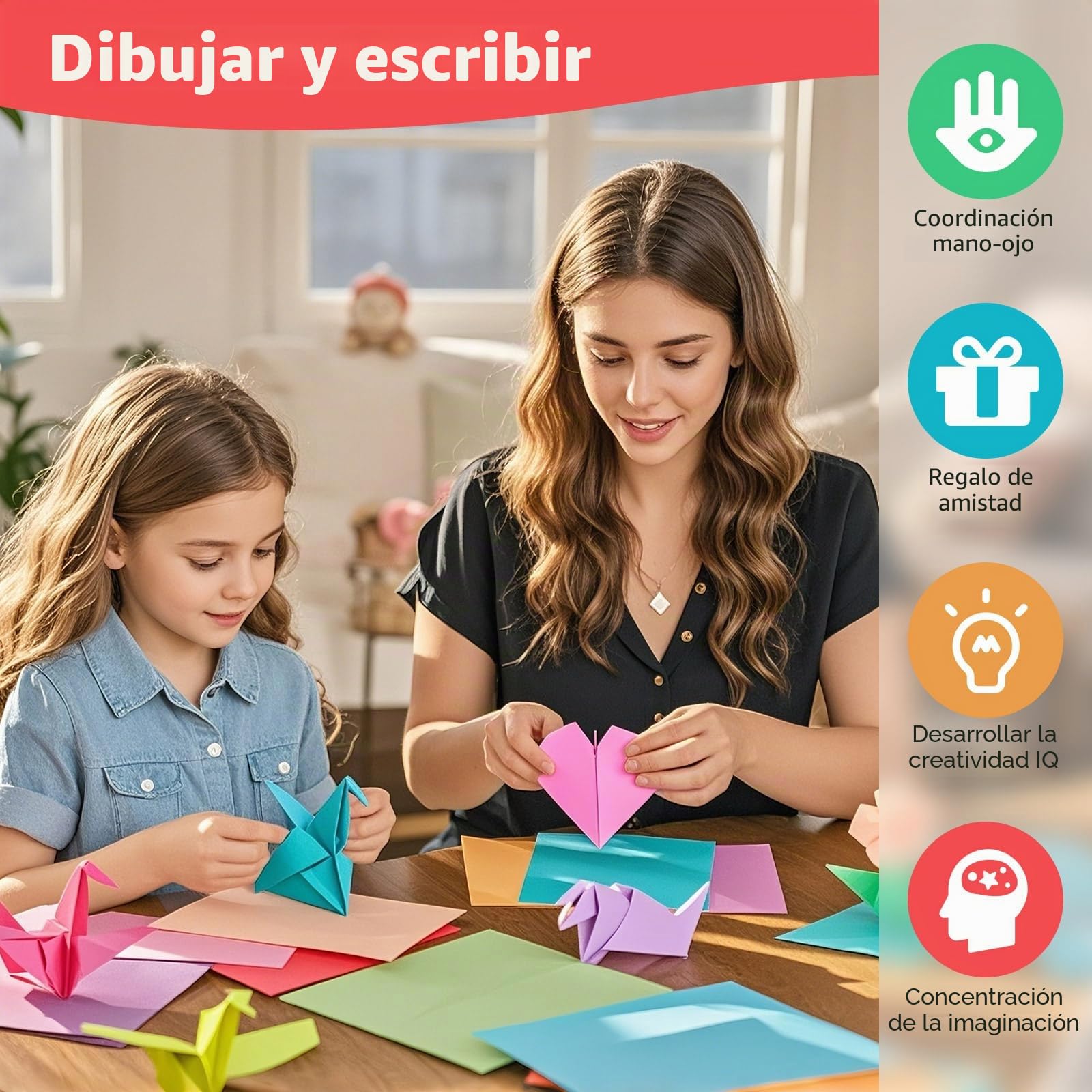 Juego de 600 hojas de origami, papel plegable cuadrado de doble cara 20x20 cm, 15x15 cm, 10x10 cm, cartulinas colores para manualidades