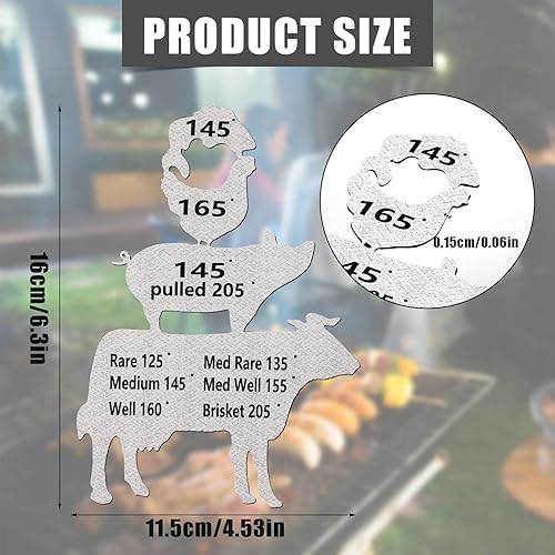 Miniatura 2 de Imán de temperatura de carne, imán de temperatura de cerdo, parrilla de metal, tabla de temperatura de carne, imán de carne, guía interna de
