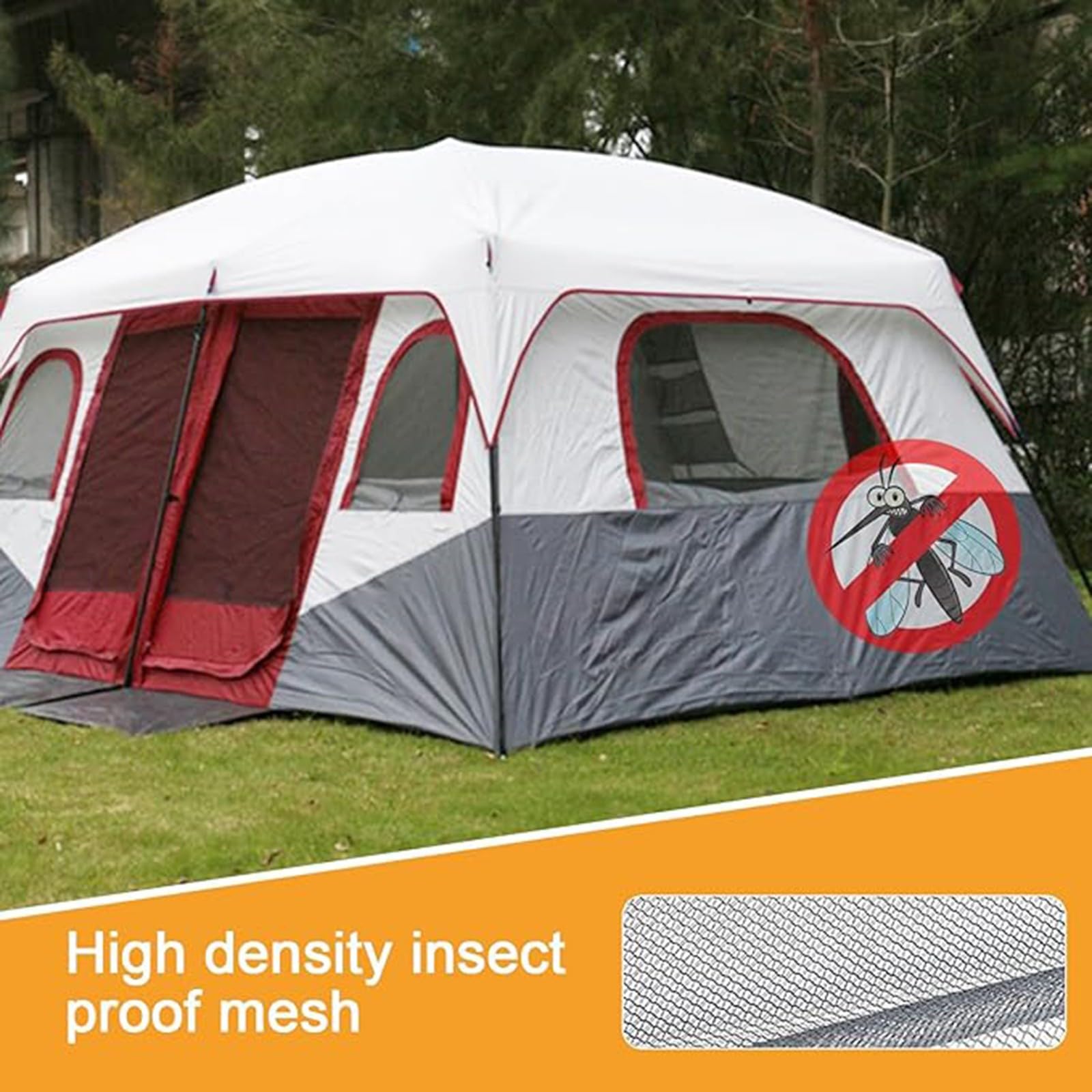 Tenda per 8-12 persone, Tenda familiare con 2 camere da letto, Tende da campeggio Ripari a doppio strato, Tenda esterna per campeggio familiare