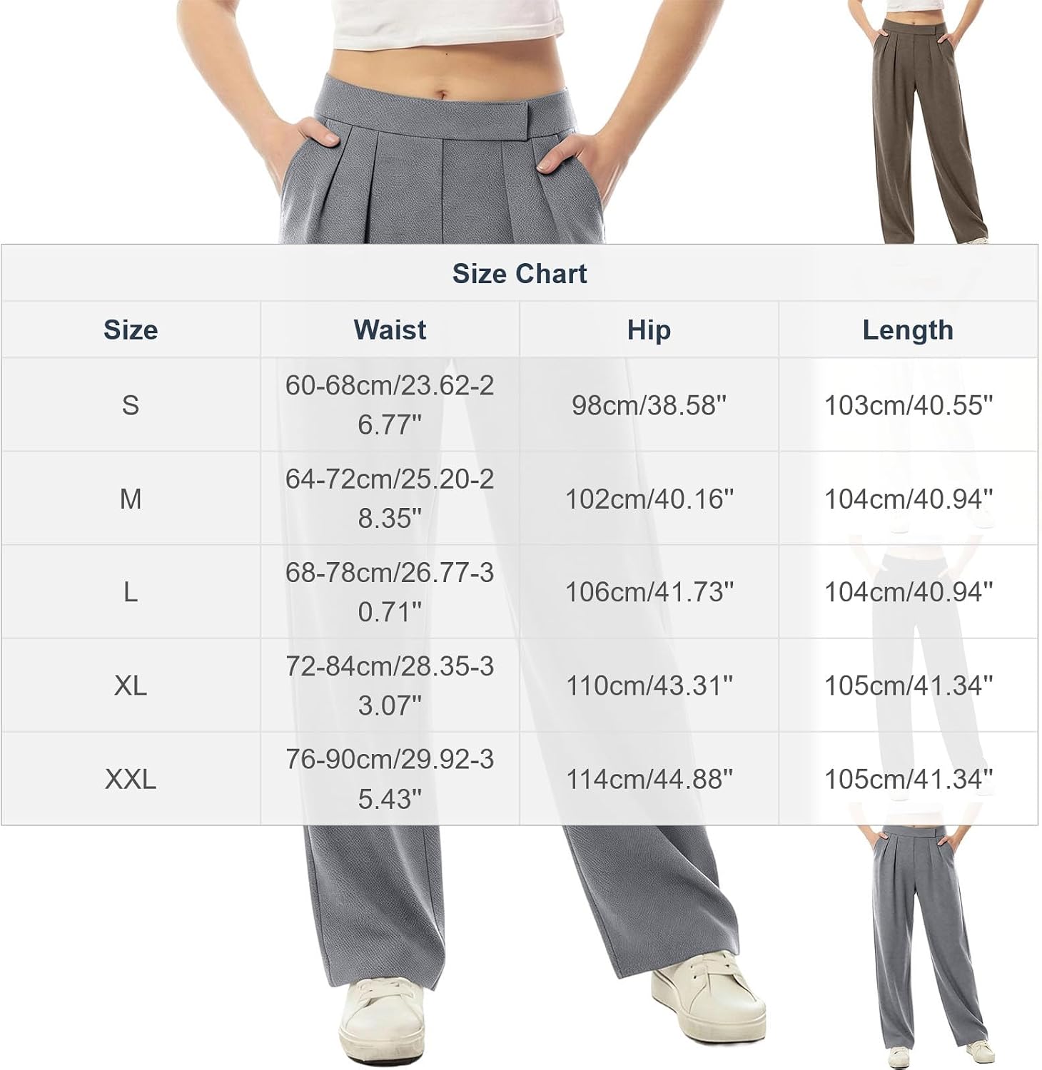 Womens Wide Straight Leg Dress Trousers High Waist Pleated Pants Summer Breathable Casual Office Work Lounge Pants