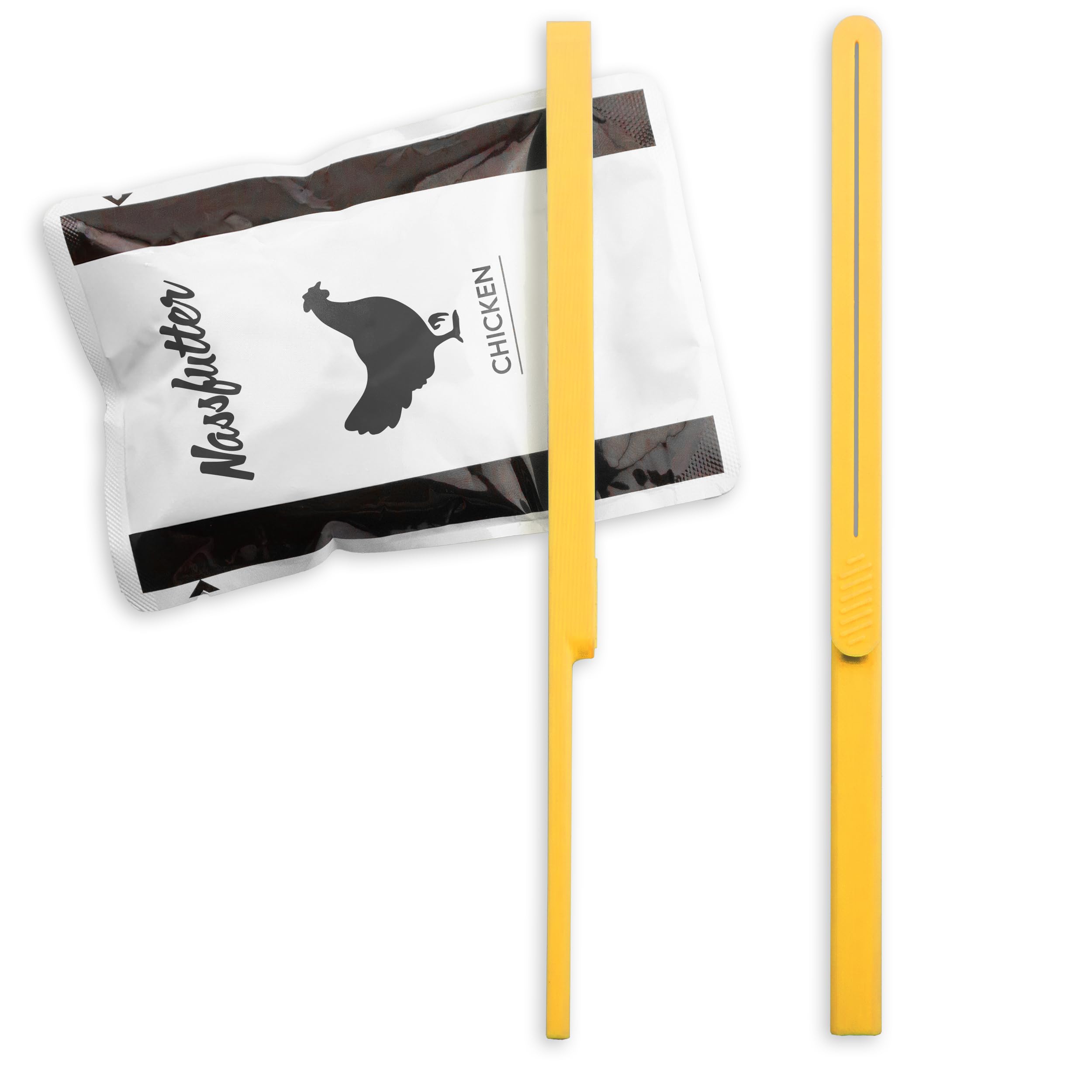 Pack of 2 – Bag Squeezer | Scraper / Squeezer for Wet Food Bags | Mandarin Yellow | Dishwasher Safe Emptying Aid for Wet Food in Sauce or Jelly | Empty the Bags without Residual