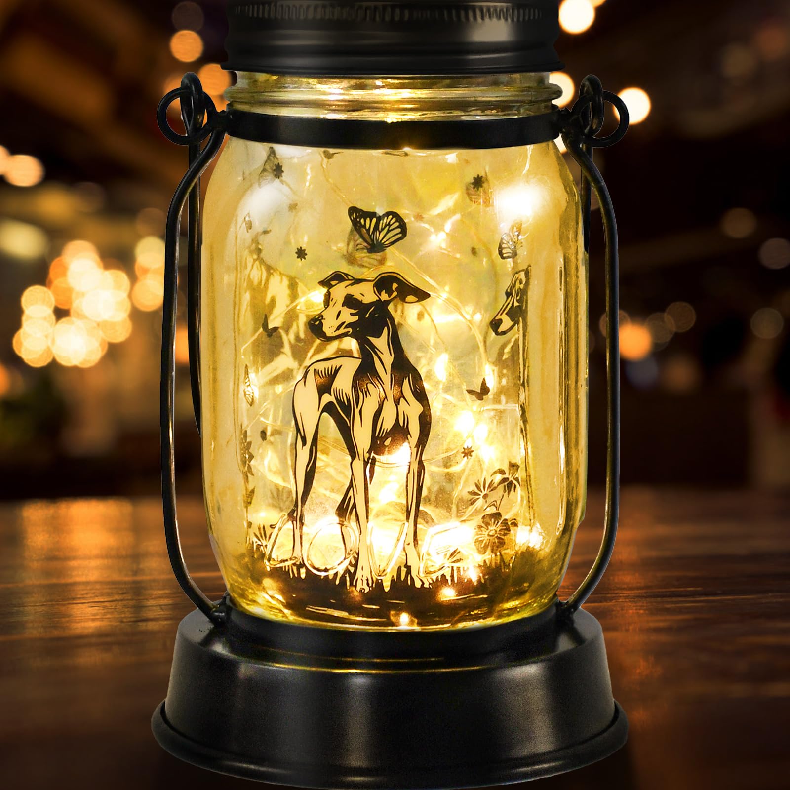 kyoryuger Greyhound Gifts for Women/Men Greyhound Solar Lanterns Mom Birthday Speedster Dog Lovers Lantern Pet loss Animal Dog Memorial Lights Solar Garden Decor for Yard, Patio,Backyard,Porch Torches