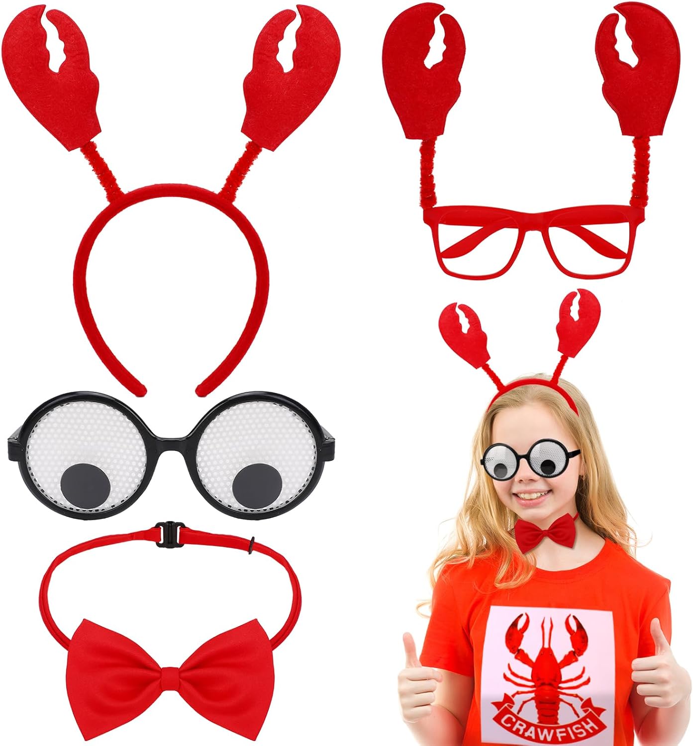 PHOGARY 4 PCS Funny Crazy Crab Costume Accessories with