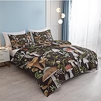 Vista 37 de SOULZZZ Juego de ropa de cama retro hippie tamaño matrimonial, edredón floral de hongos margaritas para niñas y mujeres, edredón negro con 2 fundas