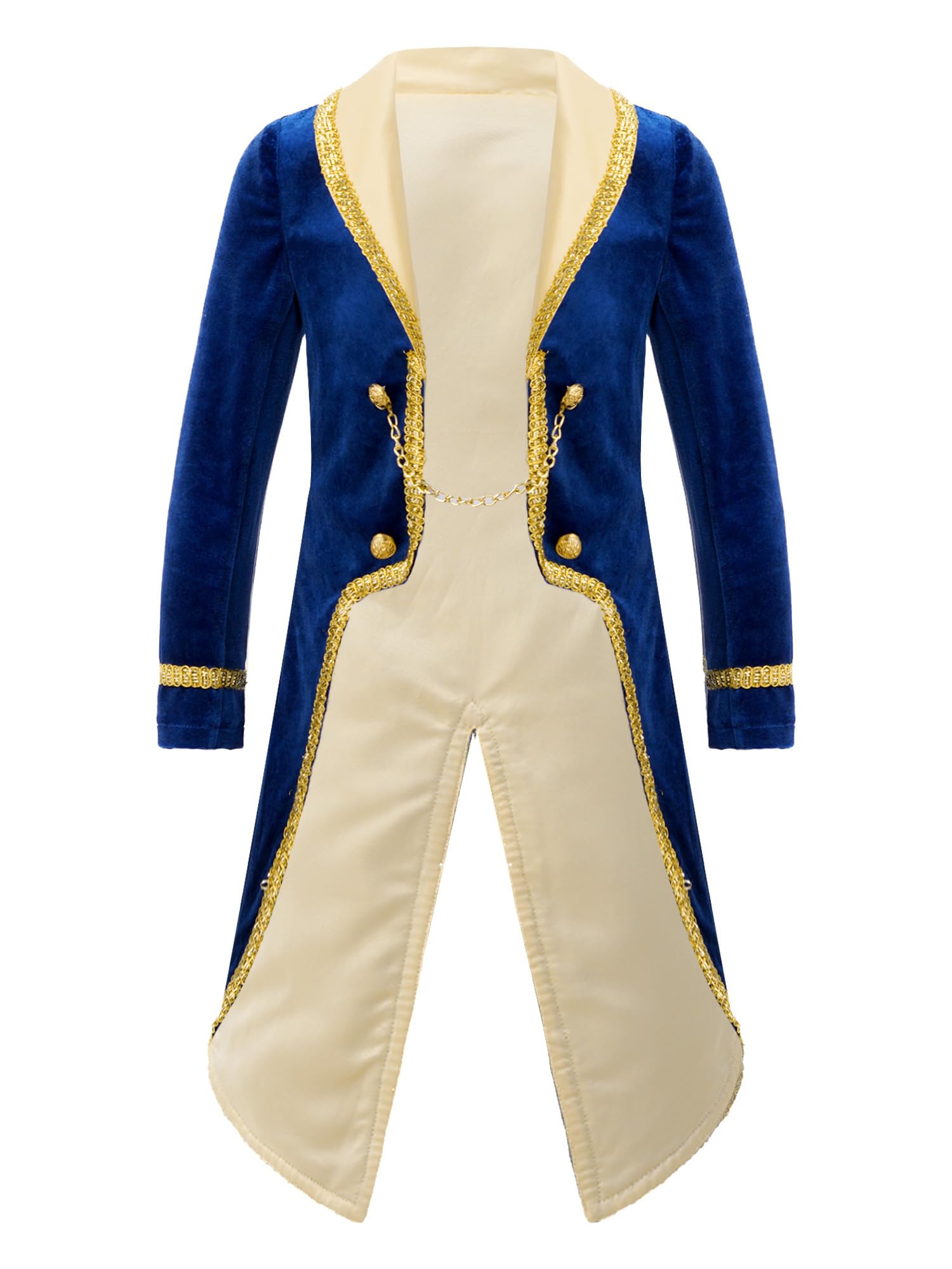 Chaoyinn Kids Boys Medieval Costume Royal Prince Tailcoat Gentleman Suit Jacket for Halloween Cosplay Royal Blue 11-12 Years