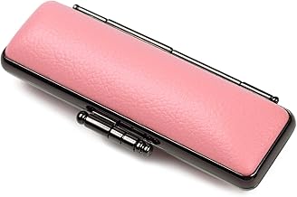 Airself Stamp Wholesale Factory Seal Case, PU Leather, ST Soft Cow Black Metal Frame, Hanko Case, Stylish Stamp with Finest Vermilk, For Bank Stamp (Pink,13.5mm-15mm)