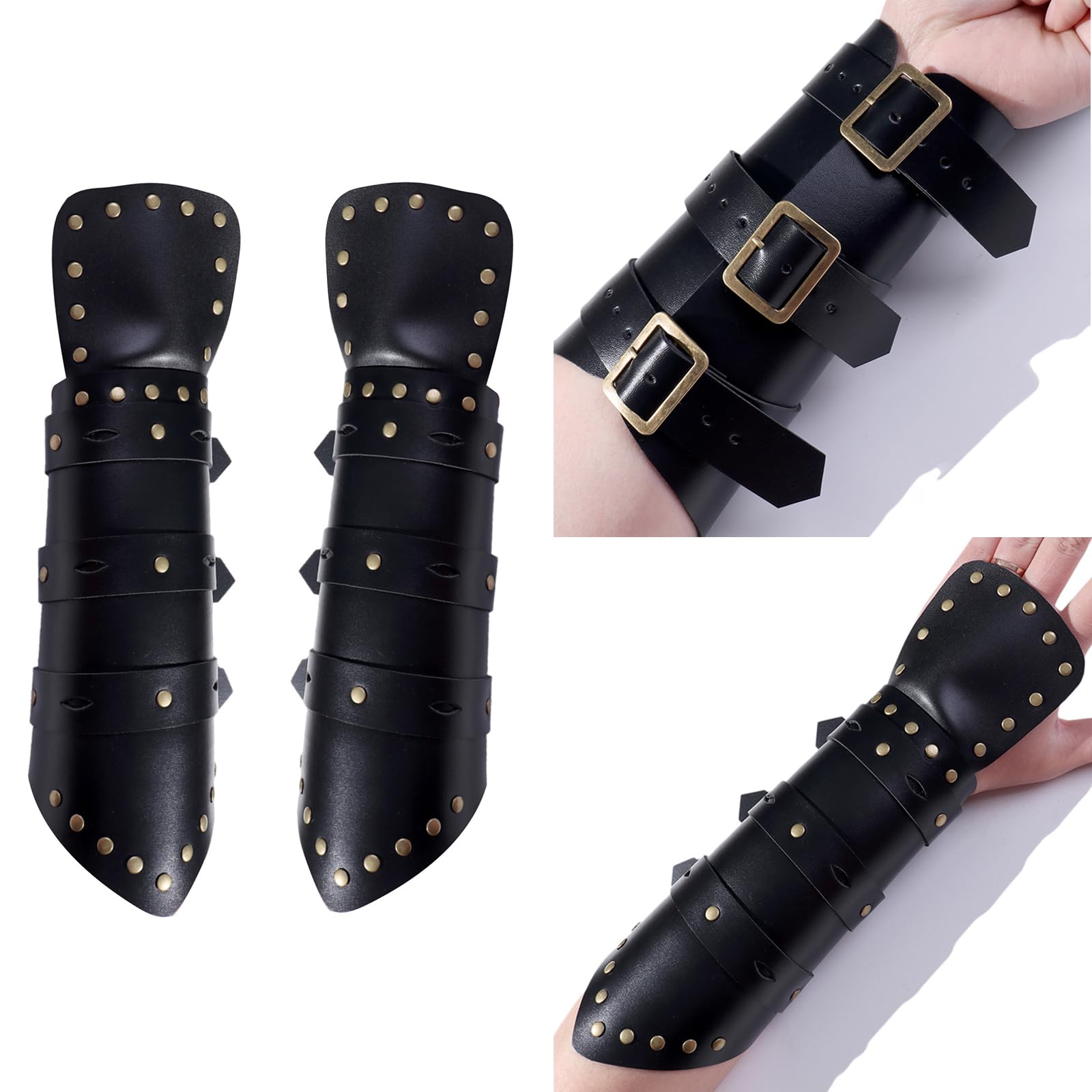 Brassard Poignet Médiéval En PU Réglable - Pour Cosplay, Renaissance, Halloween, Pirate, Unisexe Adulte, Plusieurs Couleurs - 3