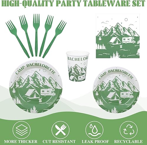 Miniatura 5 de Zubebe 120 piezas de suministros de despedida de soltera para 24 invitados, platos de papel (7 y 9 pulgadas), vasos, tenedores, servilletas de