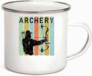 Gift Ideas for Archery Lovers Retro Vintage Archery Bows And Arrows 12oz Enamel Silver Mug