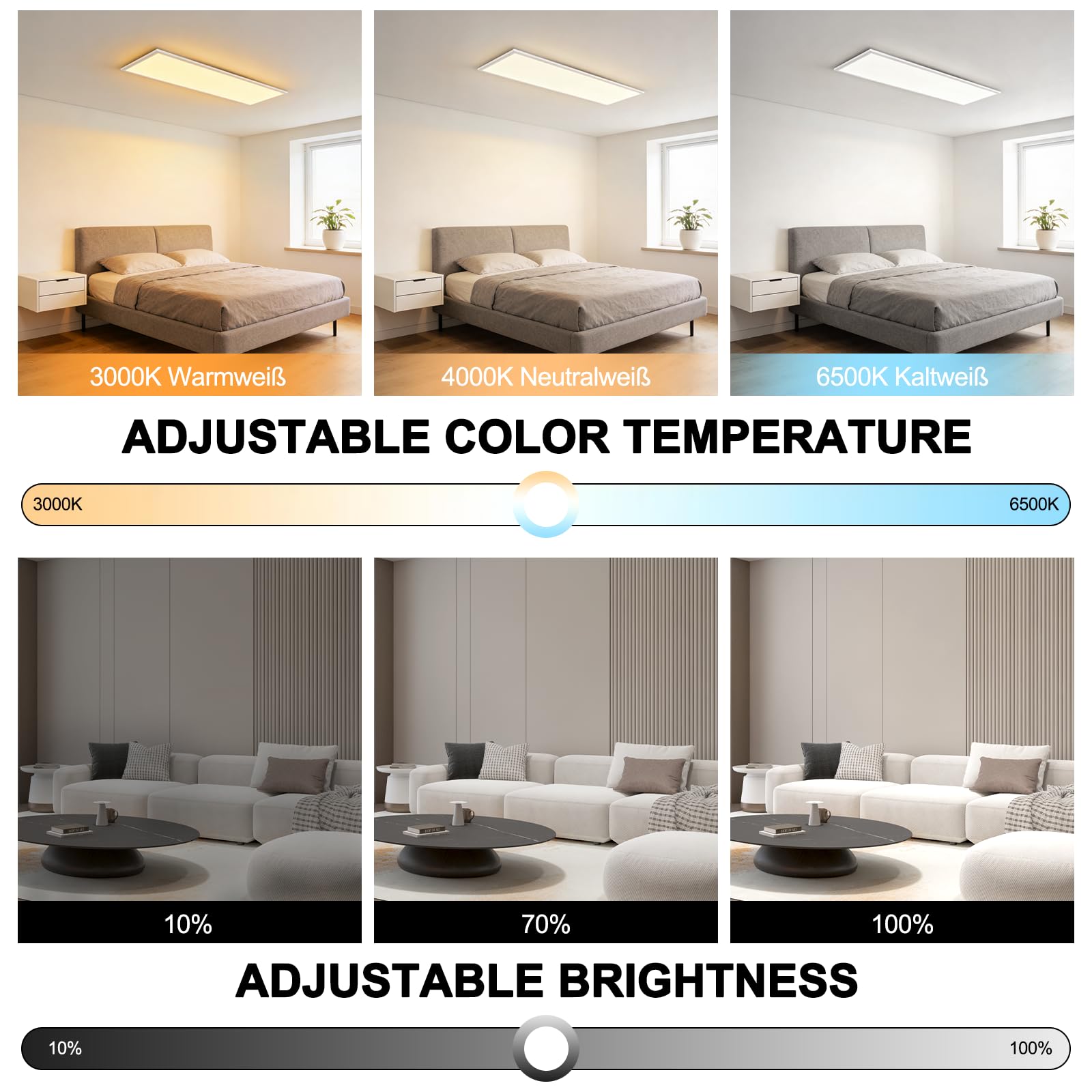 LED Panel Deckenlampe - 80x30cm Lang Rechteckig Deckenleuchte | Flach 39W Deckenpanel Dimmbar mit Fernbedienung Weiß Küchenlampe Tageslichtlampe für Büro Küche Flur Wohnzimmer Schlafzimmer