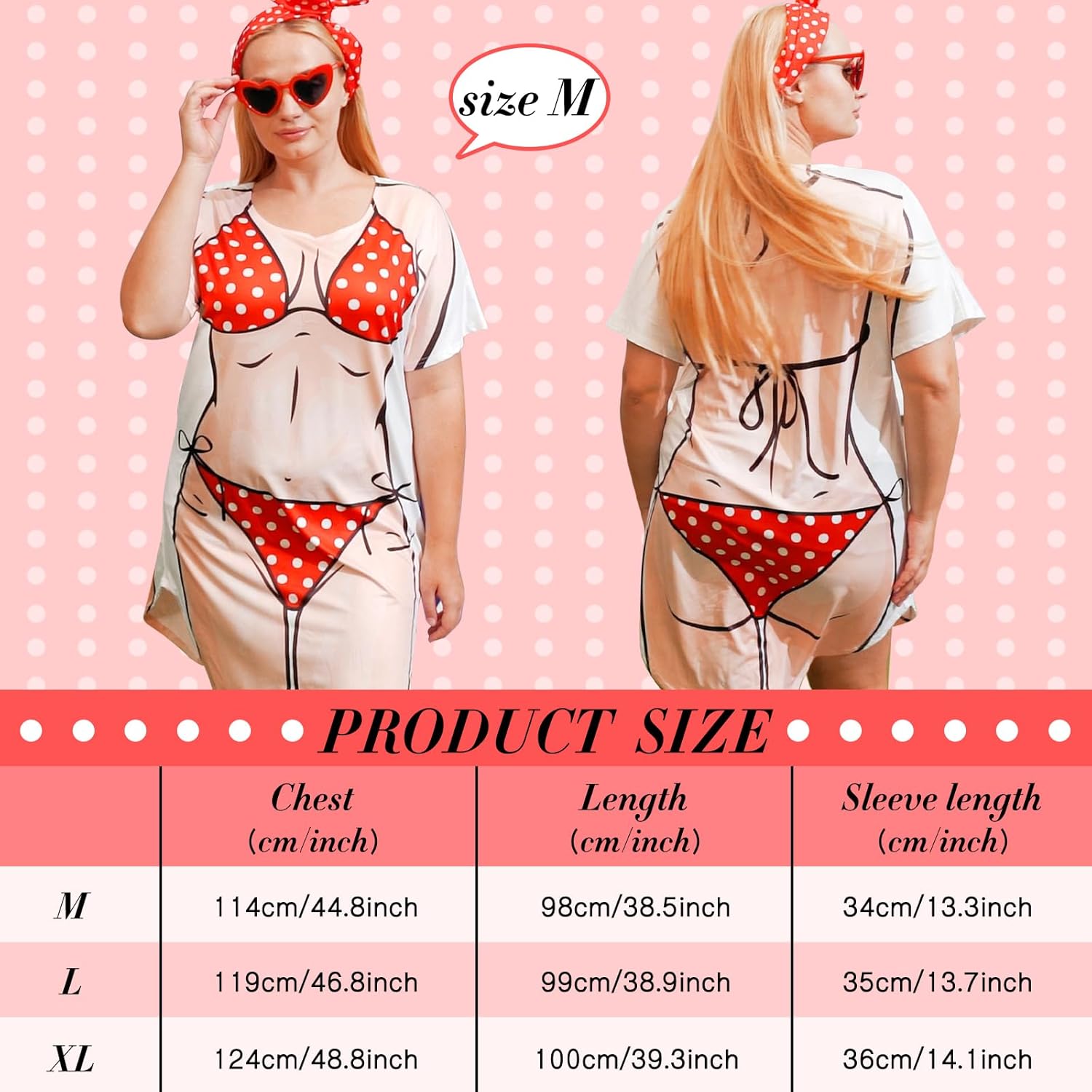 Jeyiour Womens Bikini Shirt Cover up Funny Bandana Headband Retro Sunglasses Eyewear Halloween Party Outfit - Image 2