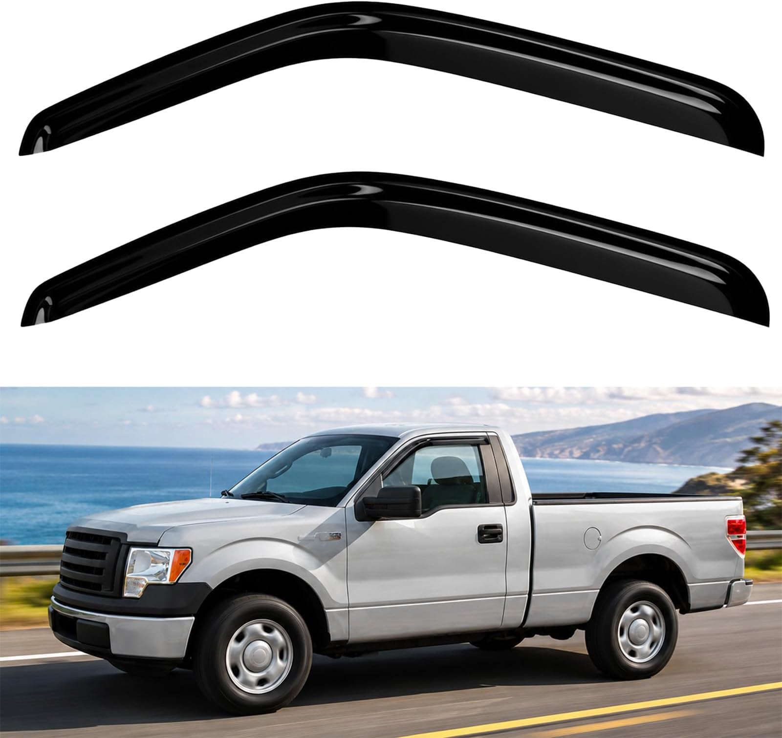 Window Rain Guards fit 1999-2016 Ford F250 F350 F450 F550 Super Duty (SuperCrew) 2PC Window Visors Vent Shade Deflector