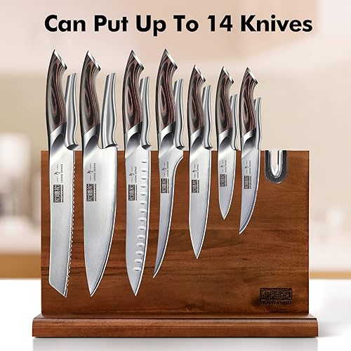 Miniatura 7 de HOSHANHO Bloque magnético para cuchillos de 14 x 10 pulgadas y cuchillo de cocina HOSHANHO en acero japonés AUS-10 y HOSHANHO cuchillo de chef