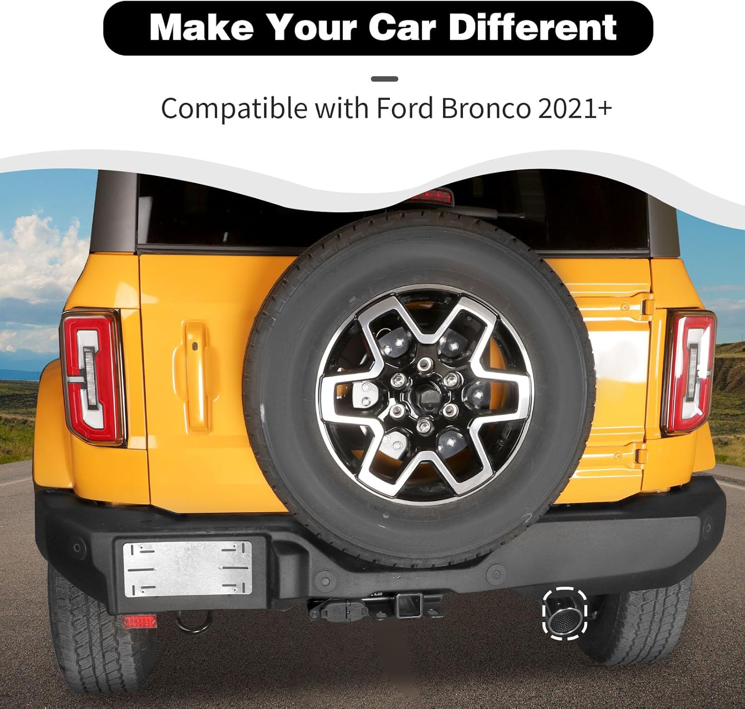 Exhaust Tip Stainless Steel Car Tail Pipe Tip Compatible with Ford Bronco 2021 2022 2023 2024 Exterior Accessory (Stainless Steel,1Pcs/Set)