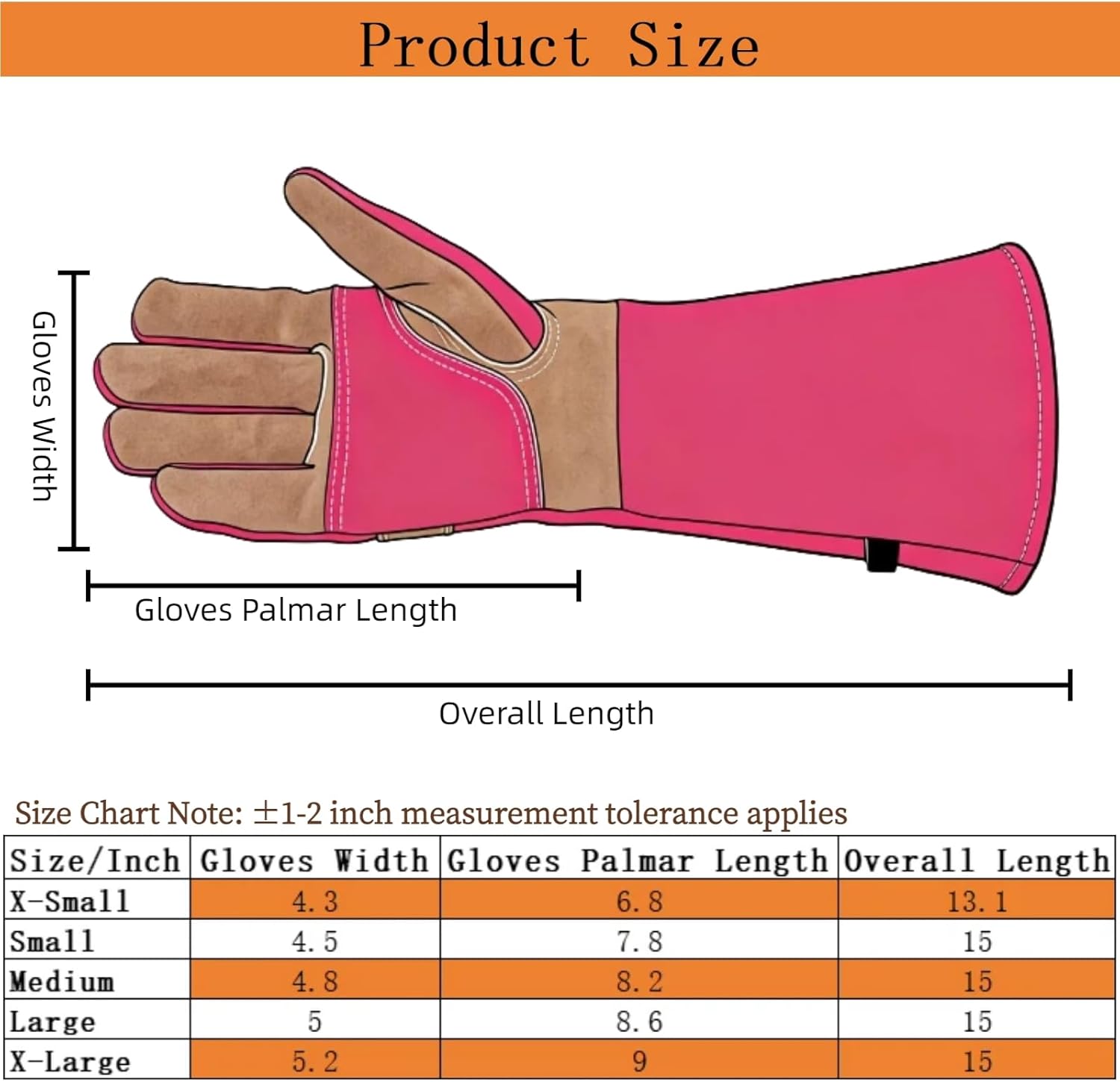 Long Gardening Gloves for Women, Leather Rose Pruning Gloves, Heat Resistant Durable Work Gloves for Yard Work, Welding, BBQ, Cooking, Fireplace and Chainsaw (Pink, Small)