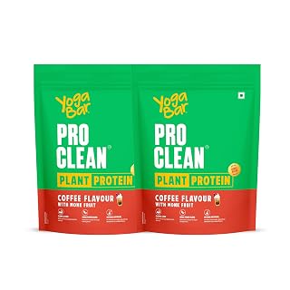 Yogabar Pro Clean Plant Protein | Coffee Flavour with Monk Fruit | 25g Protein per Serving | Clean & Natural Blend | 500g Pack of 2 - Amazon product rated Grade A