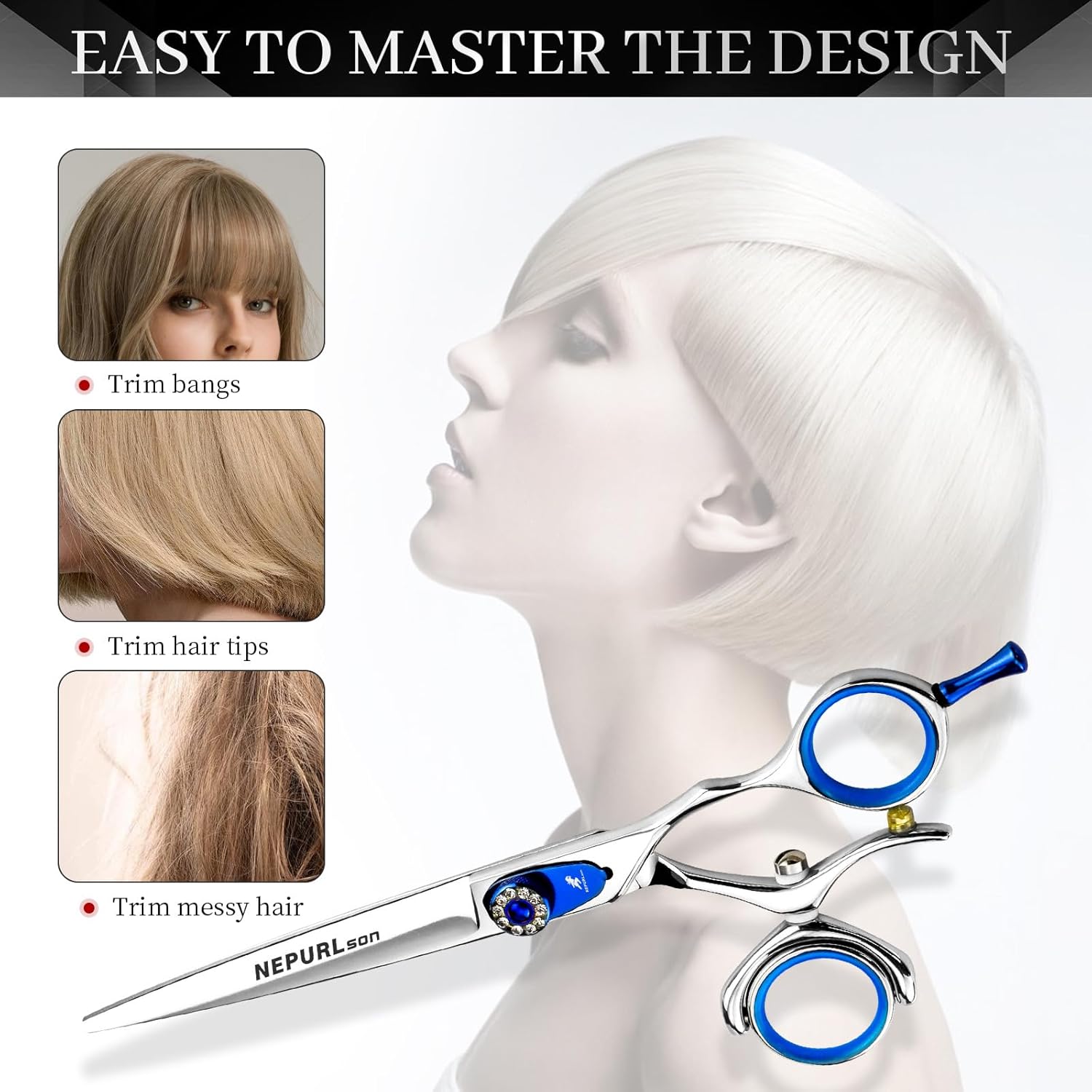 6" Professional Hair Cutting Scissors Barber Hair Thinning Shears Swivel Design with Rotating Handle Flying Scissors Silver