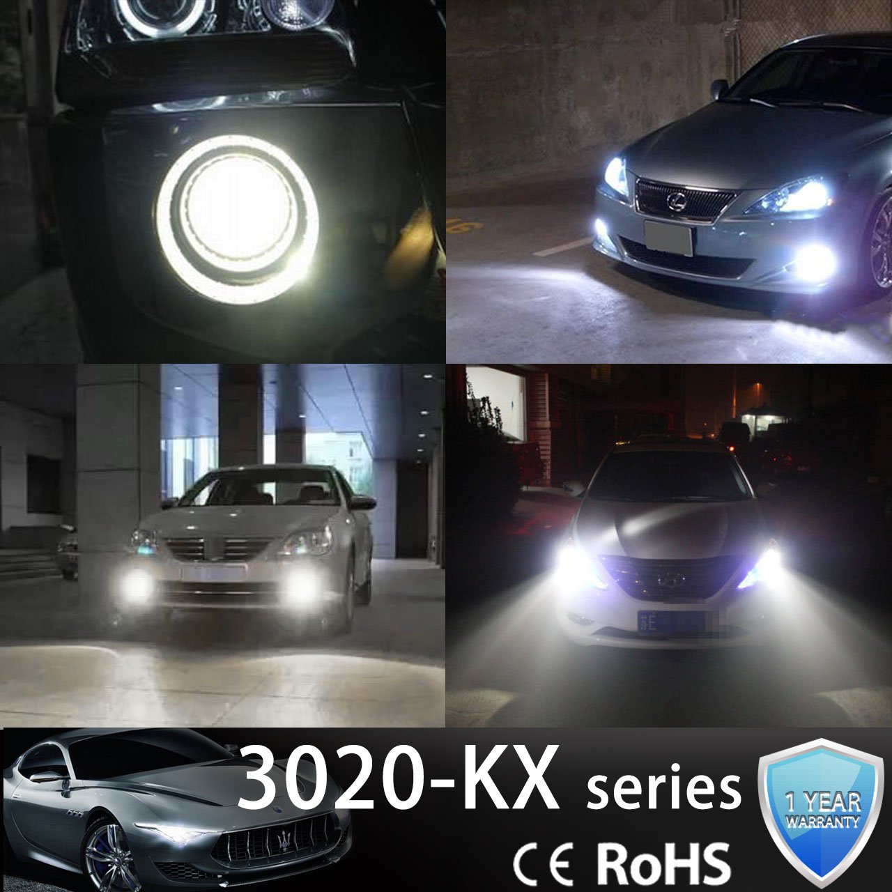 KATUR 2 szt. 1800 lm niezwykle jasne światło przeciwmgielne H11/H8/H9 DRL światło przeciwmgielne, 360 stopni LED do jazdy samochodem, odpowiednie do świateł do jazdy dziennej lub świateł przeciwmgielnych, białe