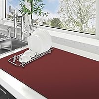Vista 12 de WISELIFE Tapete de secado de platos súper absorbente, tapete de secado de platos grande para encimera de cocina, tapete de secado de platos fácil