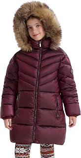 Abrigo de invierno acolchado para niñas con capucha de piel sintética, forrado de sherpa, parka resistente al agua y de gran peso