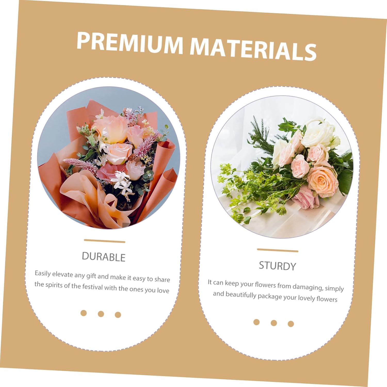 PLAFOPE 20 Sheets Flower Wrapping Paper Bouquet Packing Material | Iridescent Paper, Khaki Finish, Easy Folding and Cuttable, for Fresh Flowers, Wedding Decoration, Bouquet Wrapping