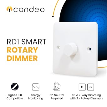 Zigbee Dimmer Smart Switch compatible with Home Assistant, Philips Hue, Hubitat, Amazon Echo | No Neutral Wire | 2-way compatible | LED & Incandescent [RD1 white 1-gang]