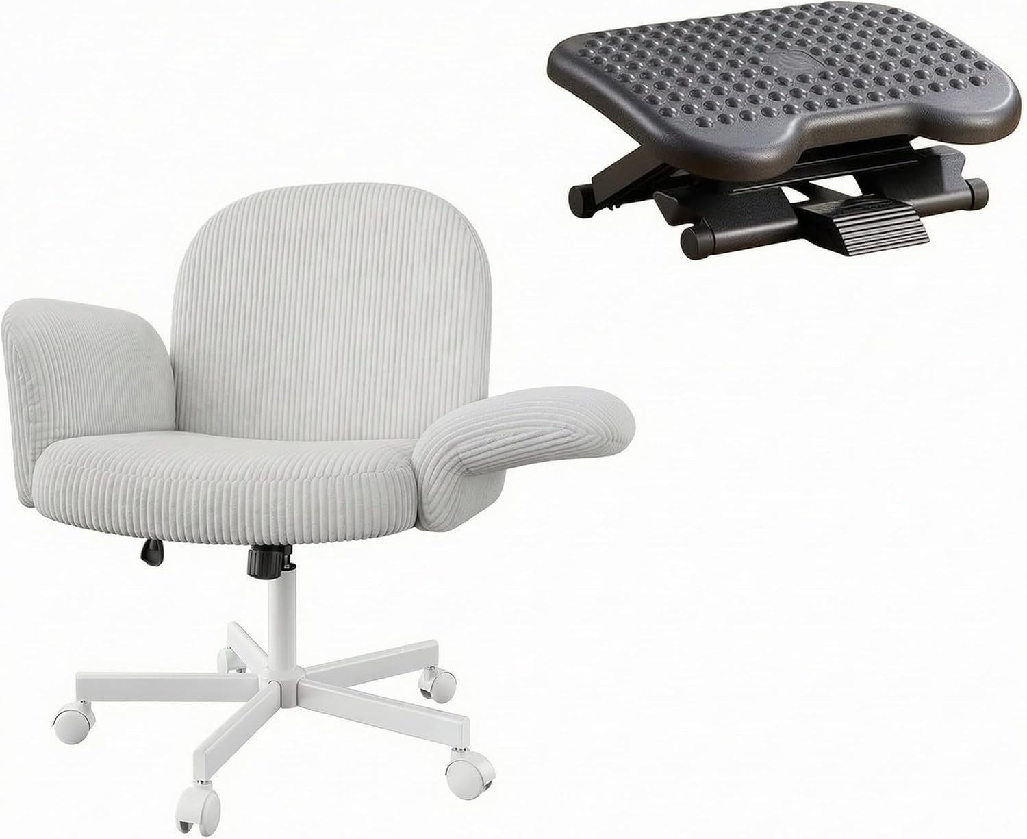 HUANUO Footrest & Vanity Chair Combo for Ultimate Support at Home & Office