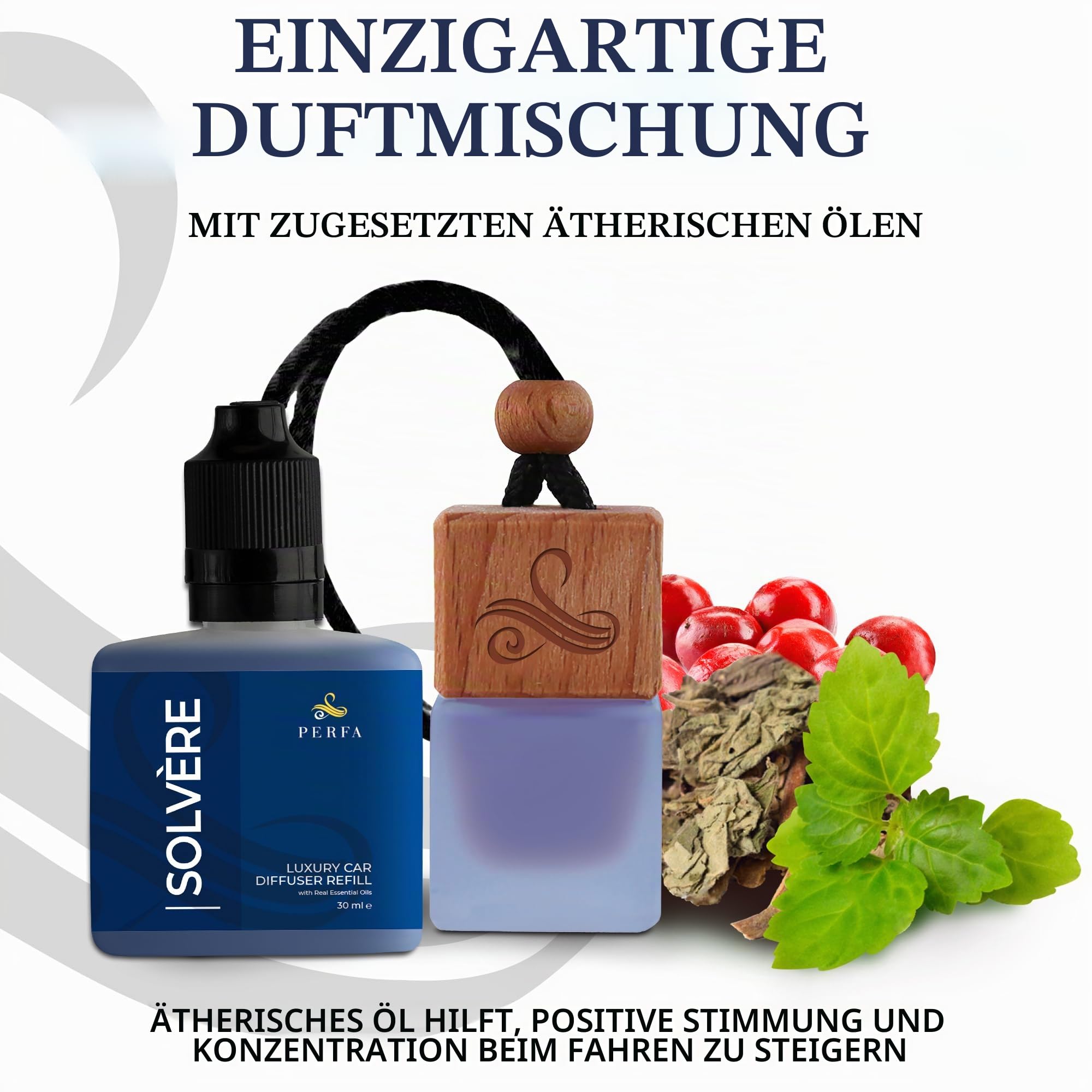 Perfa Sauvage Auto-Lufterfrischer | Luxuriöser Duft mit Geruchsbeseitigung | Holz Diffusor mit 38 ml | 6 Monate Haltbarkeit | Braun