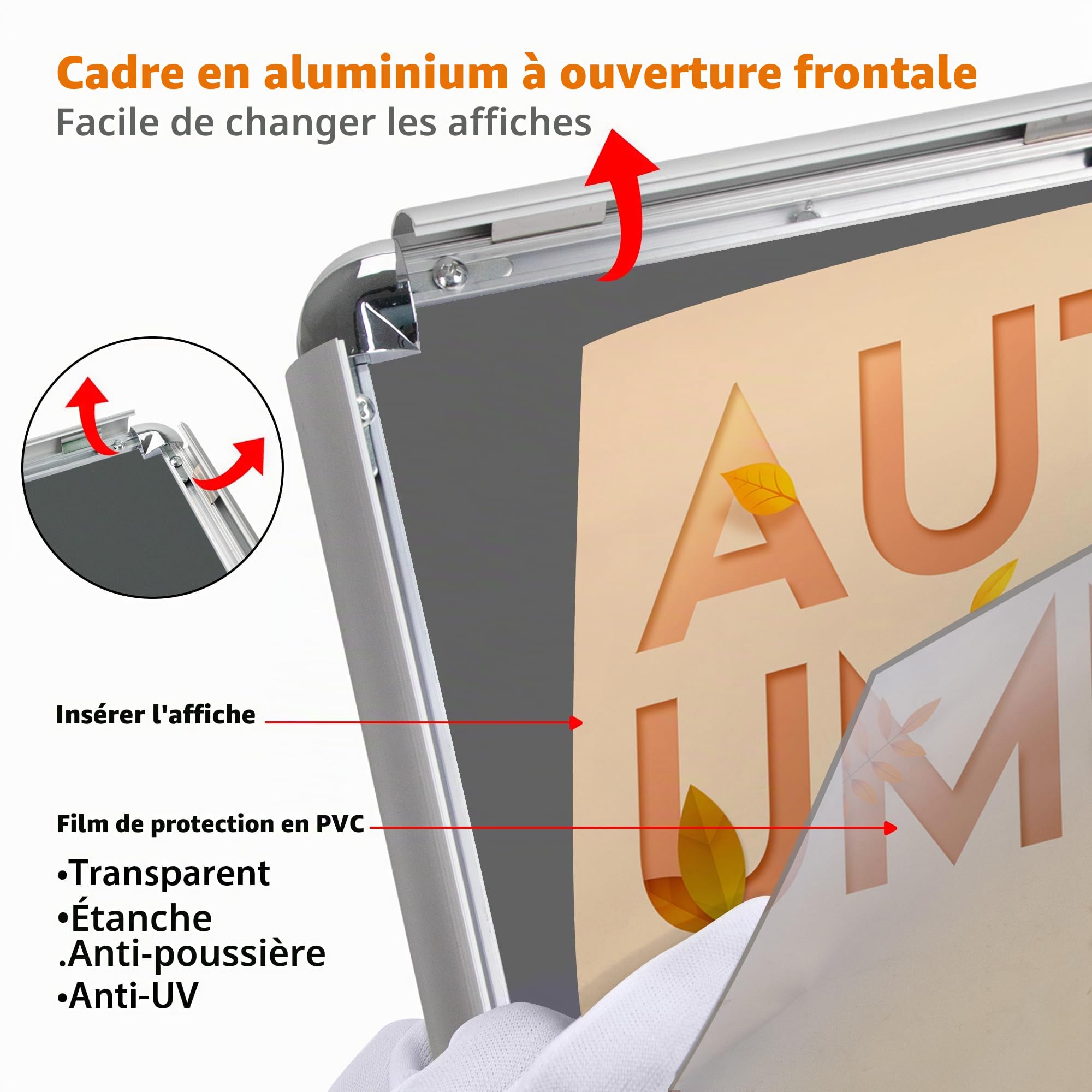 A4 Support d'information Réglable en Hauteur en Aluminium DIN A4 Présentoir d'Affichage Support Publicitaire avec Coins de Sécurité (Argent02, 6 Pièces)