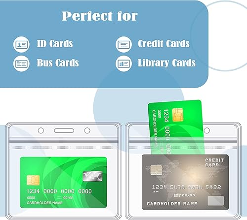 Miniatura 5 de Zonon 150 soportes para tarjetas de identificación con nombre, fundas horizontales transparentes de plástico transparente de PVC para tarjetas de