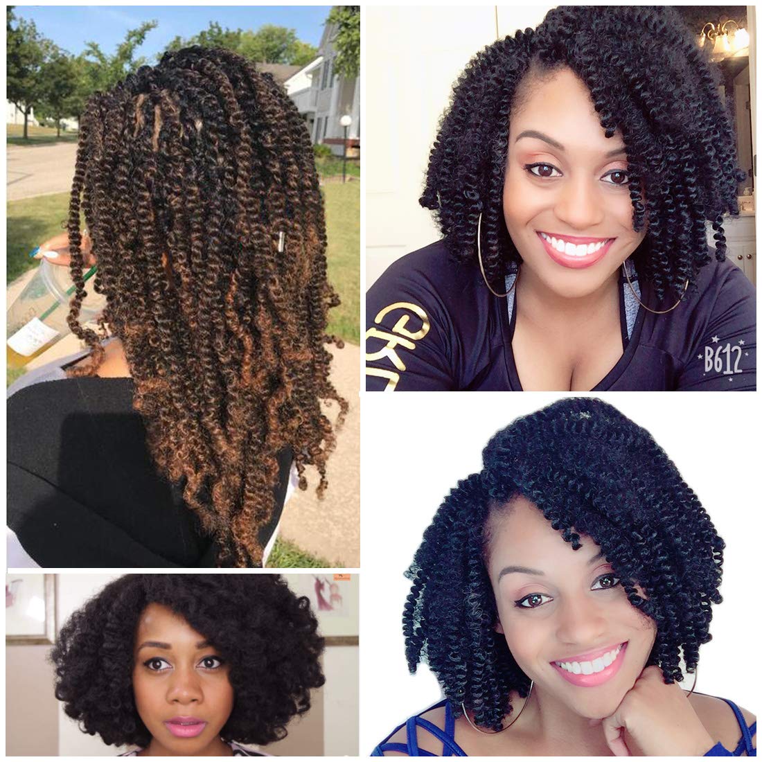 Beyond Beauty Spring Twist Crochet Hair 90strands 8 Inch Fluffy Spring Twists Braiding,Spring Twist Crochet Braids Bomb for Black Women (T1B 30)