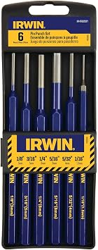 IRWIN Punch Set, 6-Pack with Various Sizes, Tempered for Durability (IRHT82531)