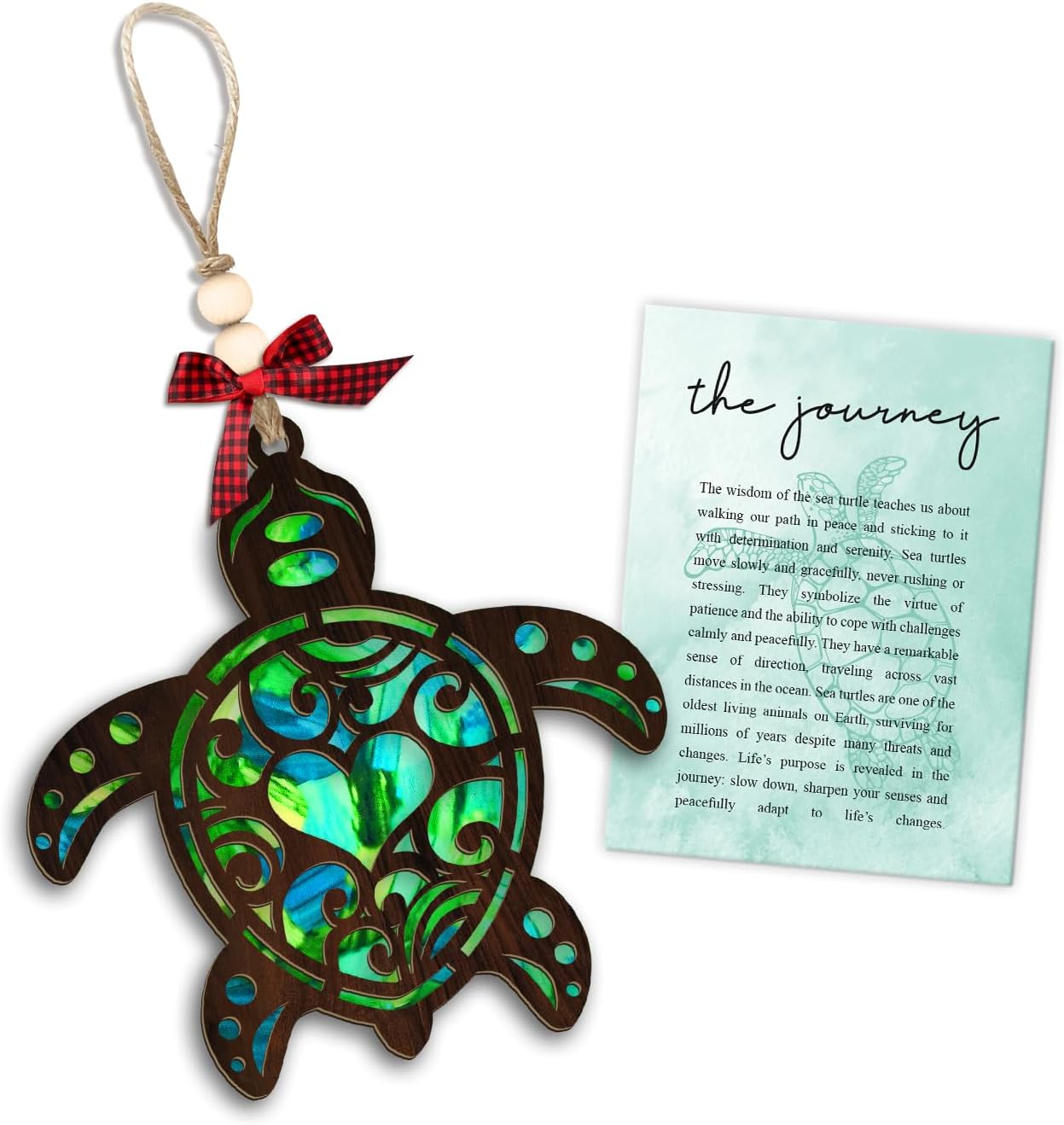 Sea Turtle Christmas Ornaments, Turtle Wooden Hanging Ornament for Xmas Tree, Sea Animal Decoration, Stocking Stuffer Gift for Ocean & Sea Life Lovers, Turtle Lovers Keepsake Gifts for Girls, Women