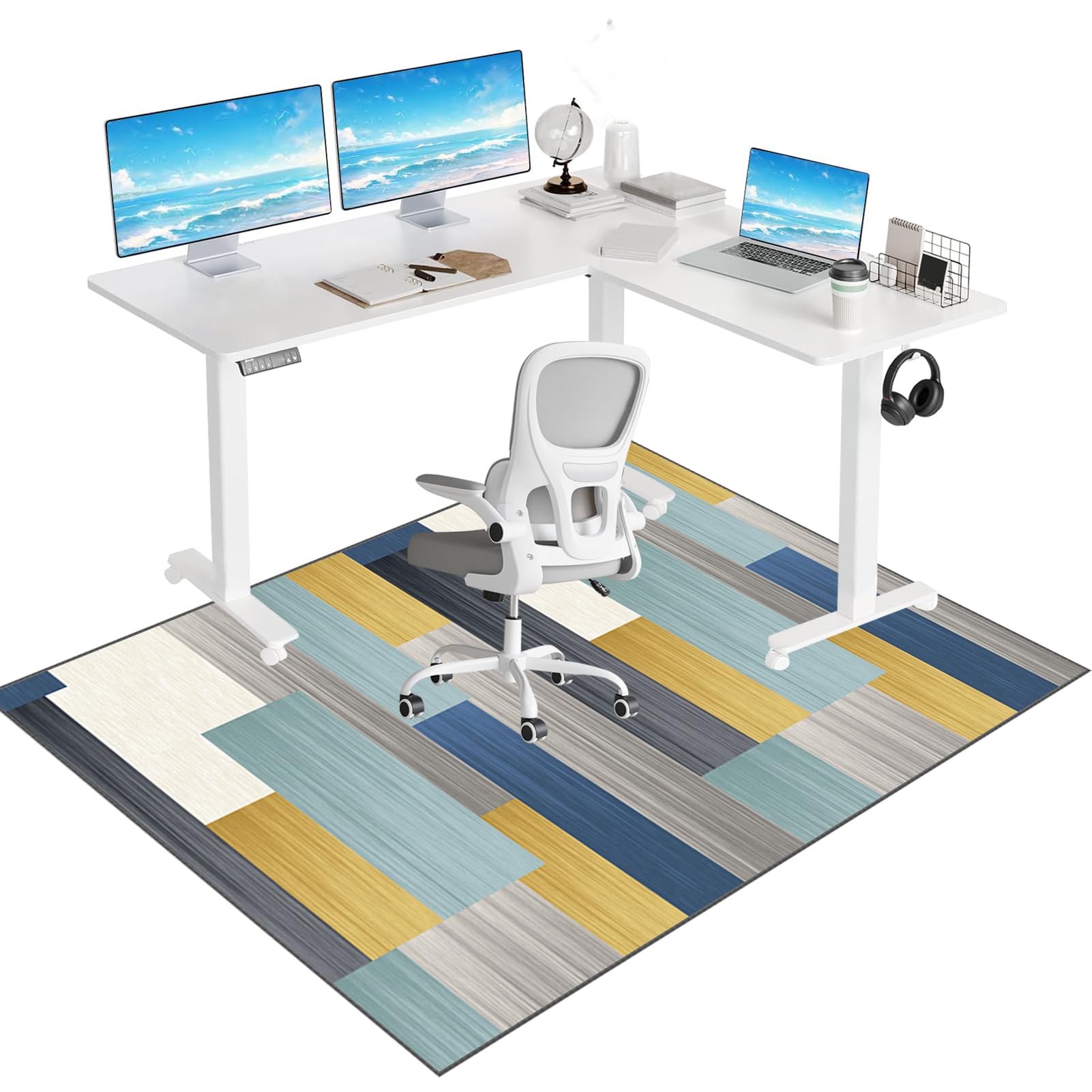 Tkuhknag 60 x 100 cm Office Chair Mats for Carpeted Floor, Gaming Chair Mat, Non-slip Desk Chair Mat, Floor Protector Mat, Multi-Purpose Chair Mat for Floor Office Desk Hardwood Floors Tile Laminate
