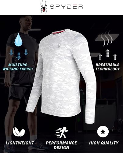 Miniatura 2 de Spyder Camisa activa para hombre - Camisa de entrenamiento de manga larga de camuflaje - Camiseta de entrenamiento ligera para hombre (S-XL)