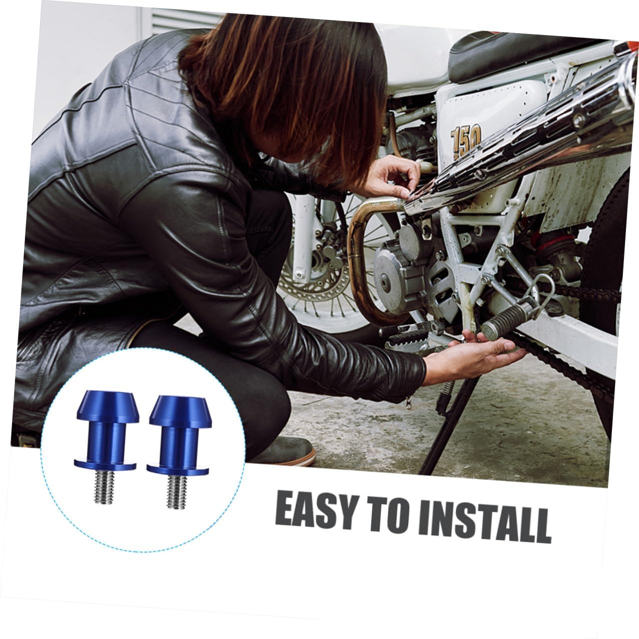 4pcs Blue 8mm Cnc Motorcycle Swingarm Spools Stand Screws Replacement for Racing Motorcycles, Sturdy Swing Arm Spool Sliders Compatible with Motorbike Swing Arm Stands