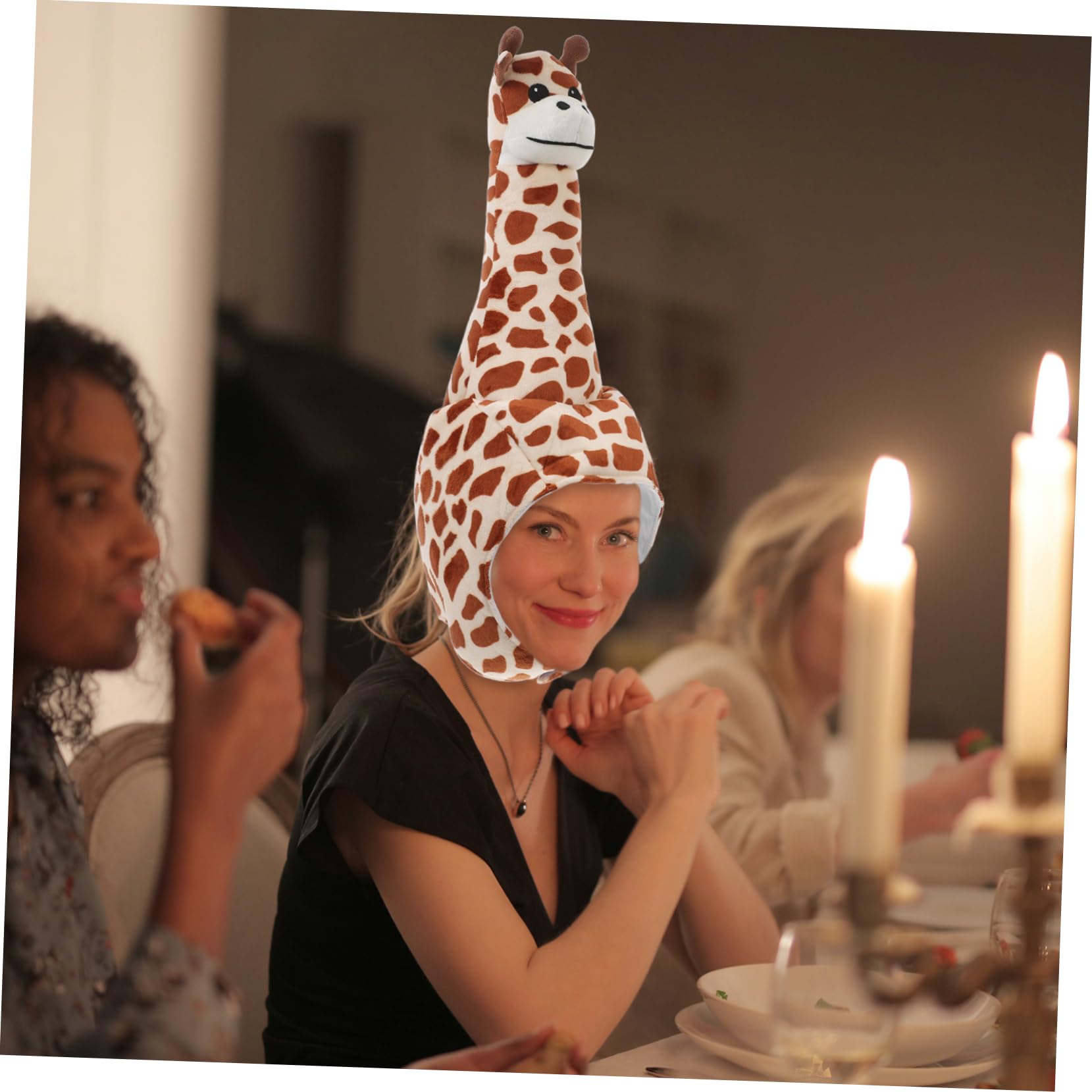 TOYANDONA Cappello Giraffa in Peluche Cotone Pp, Comodo da Indossare, Cappello Divertente a Forma di Giraffa per Feste e Spettacoli Fotografici