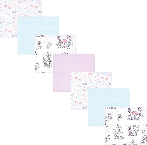 Miniatura 152 de Hudson Baby Paquete de 7 mantas receptoras unisex de franela de algodón para bebé, Dino Friends, talla única Abeja,Azul Verde Dino,Azul