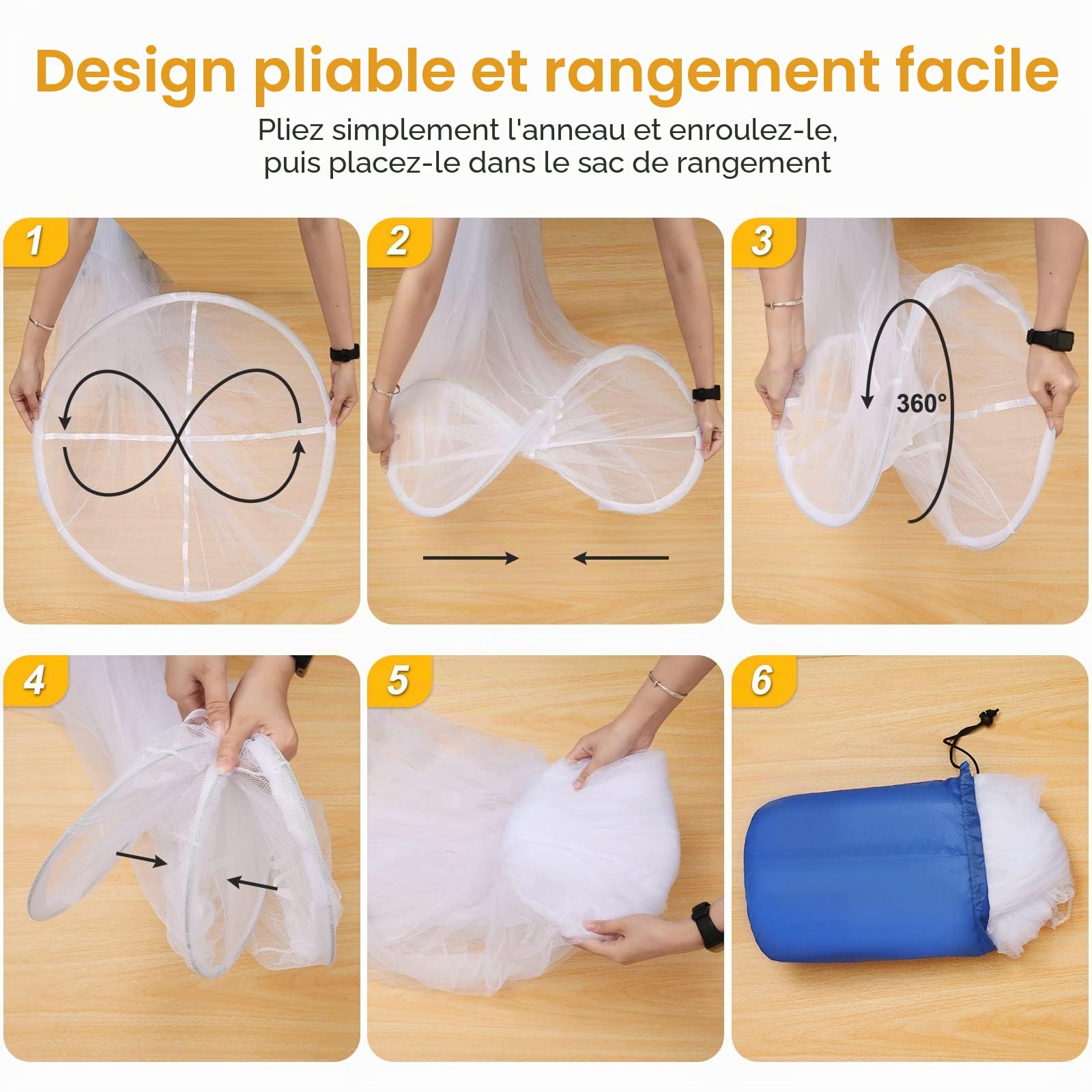 moustiquaire pour lits doubles et simples, grande moustiquaire de voyage, mailles fines pour protection contre les moustiques
