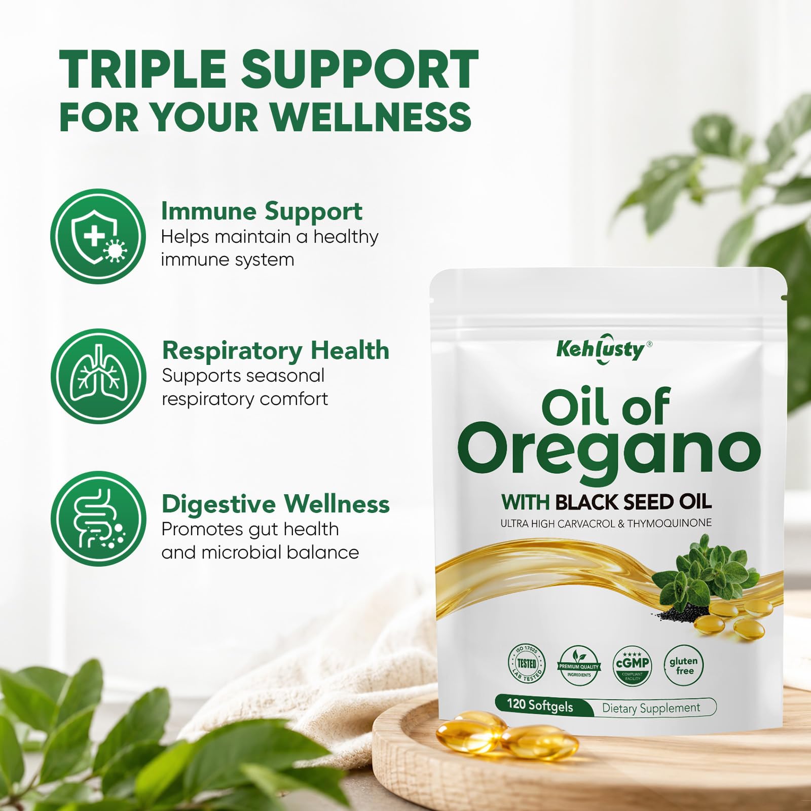 Oil of Oregano with Black Seed Oil Softgels, 120 Count — Amazon image 5